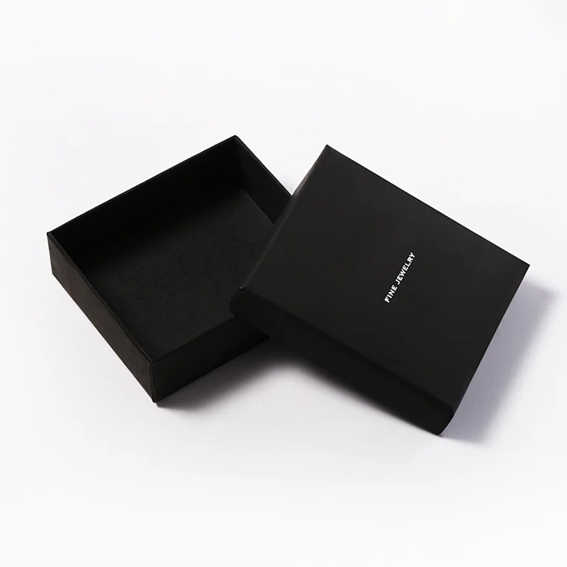 Small custom private logo printed black rigid paper packaging jewellery box
