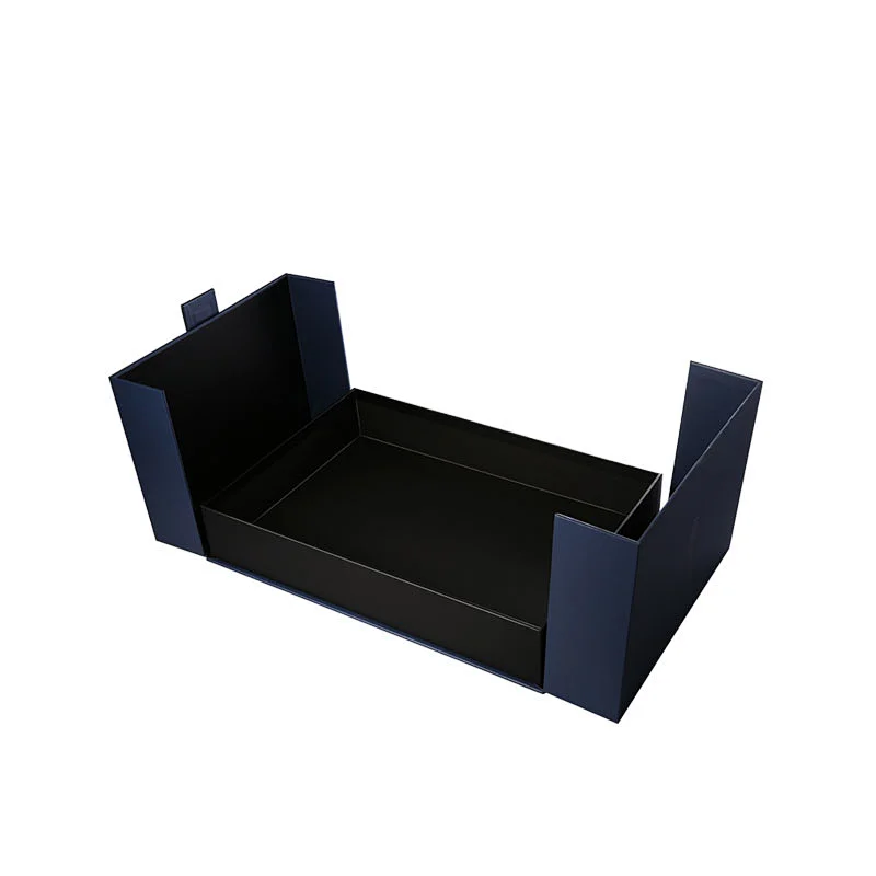 Custom stamping logo special rigid cardboard clamshell style luxury handmade packaging with satin ribbon gift box