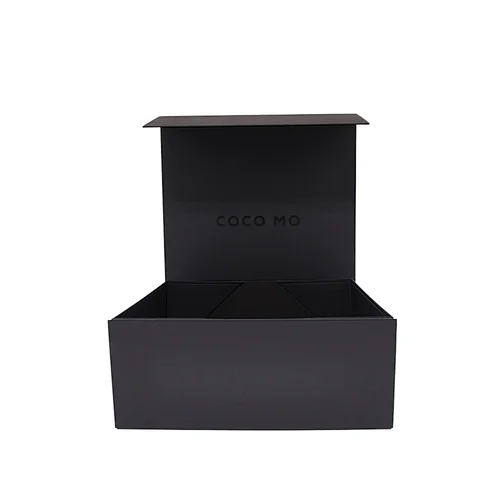 Custom Logo Recycled Cardboard Packaging Black  Folding Magnetic Rigid Clamshell Gift Box For Clothes