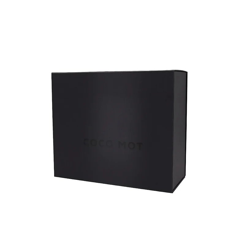 OEM Custom Logo Collapsible Handbag Rigid Shoe Garment Black Gift Folding Box With Magnetic Closure