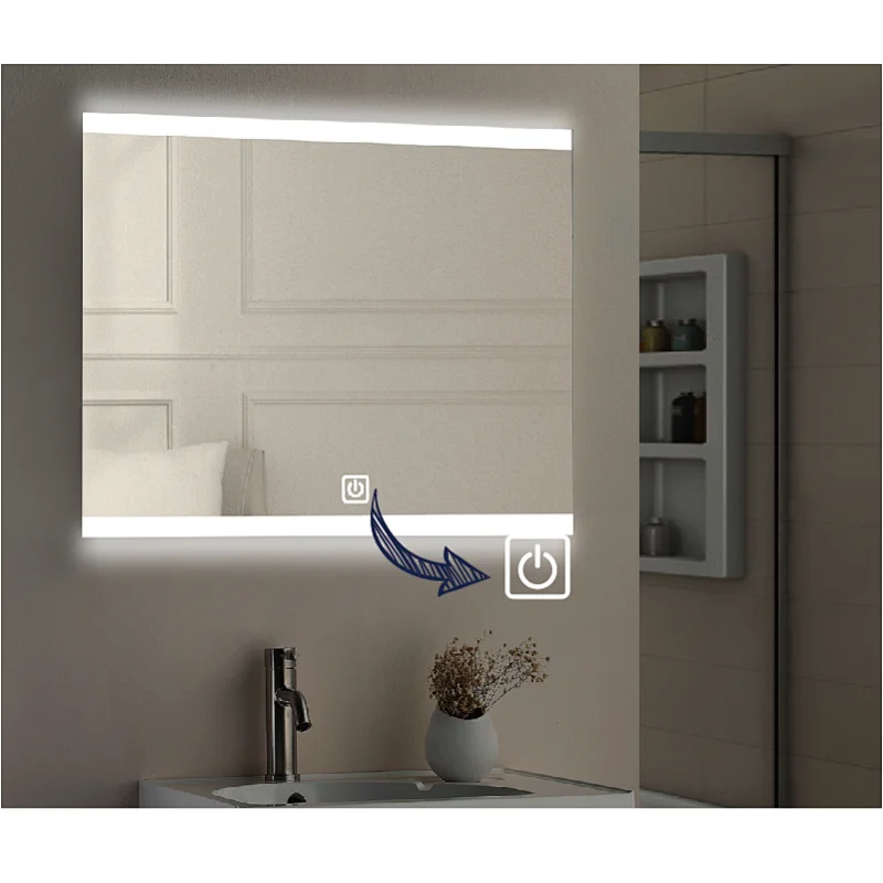 China Modern LED Bathroom Mirrors Backlit Mirror With Memory Function Bright Wall Mounted Mirror HC1006