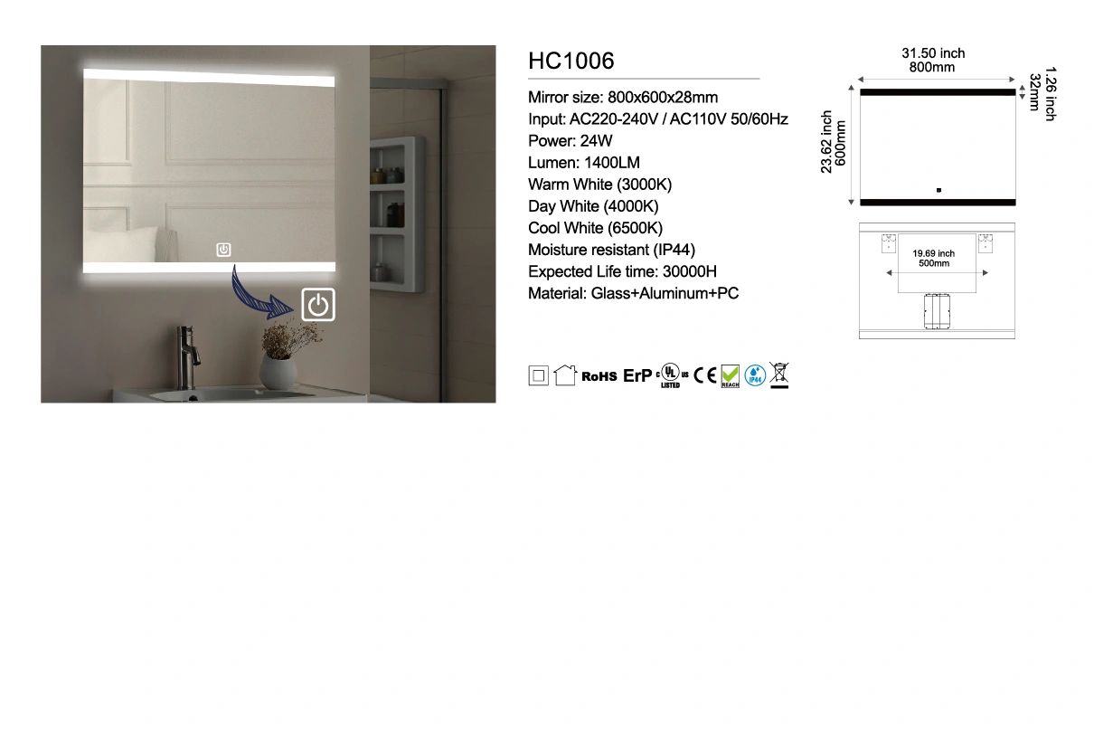Frameless Lighted Bathroom Mirror supplier
