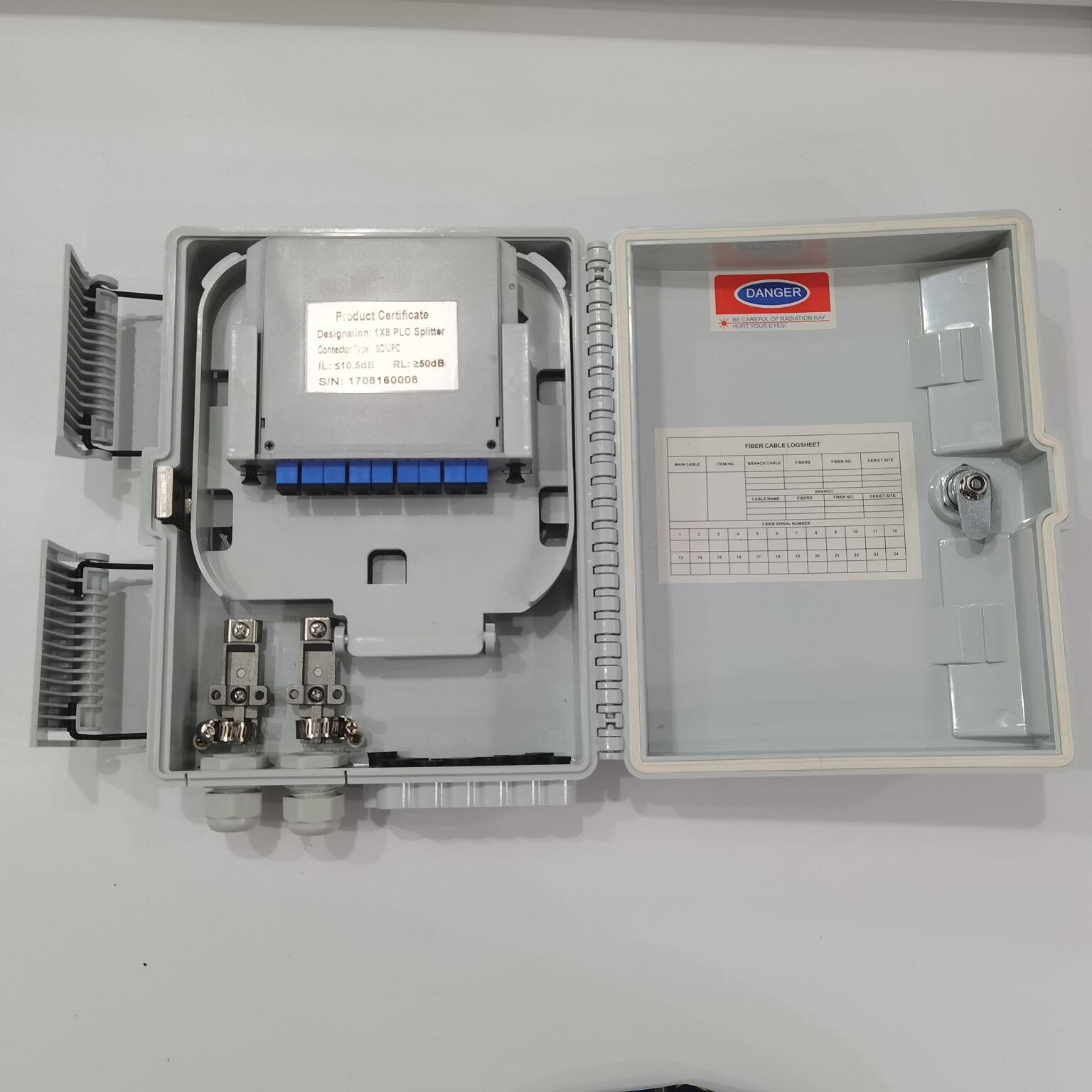 FTTH IP65 Block Less PLC Splitter Fiber Termination Box 12 Core Fiber Optic Splitter Box