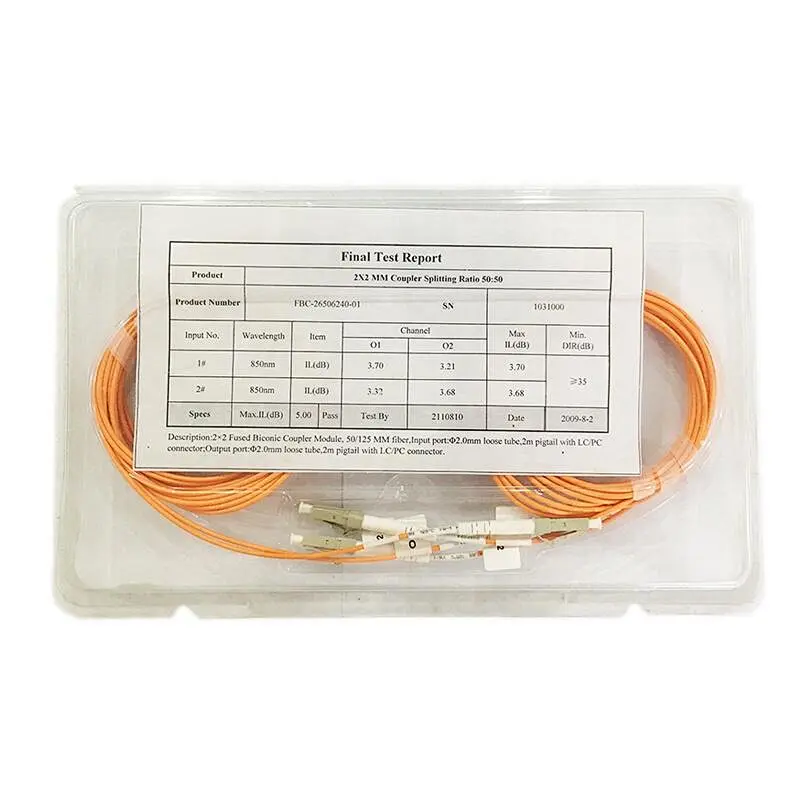 Good Quality 2x2 MM Multimode Optical Coupler FBT Fiber Optic Splitter