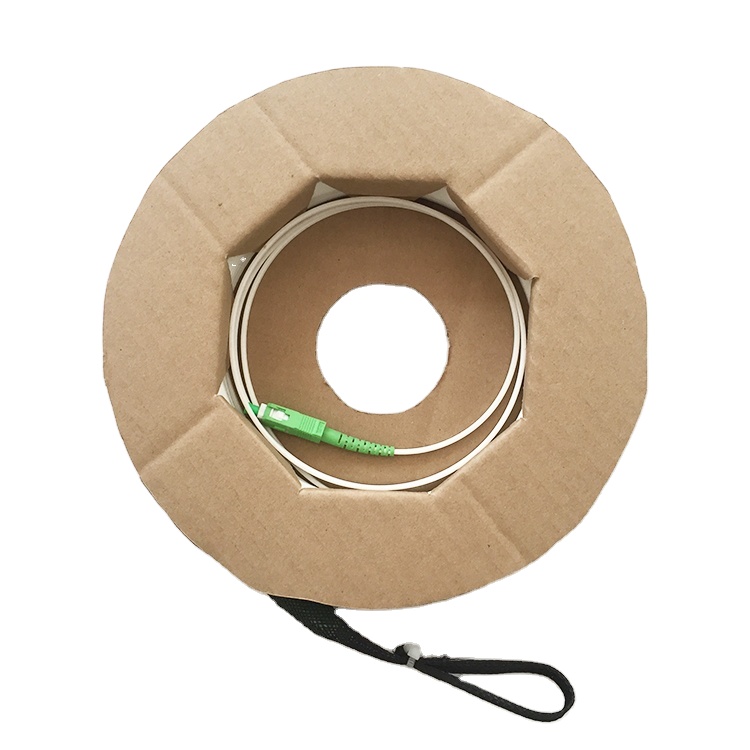 Cardboard Reel Type Packing SC APC Optic Fiber Patch Cord FTTH Drop Cable Assemblies with Pulling Eye