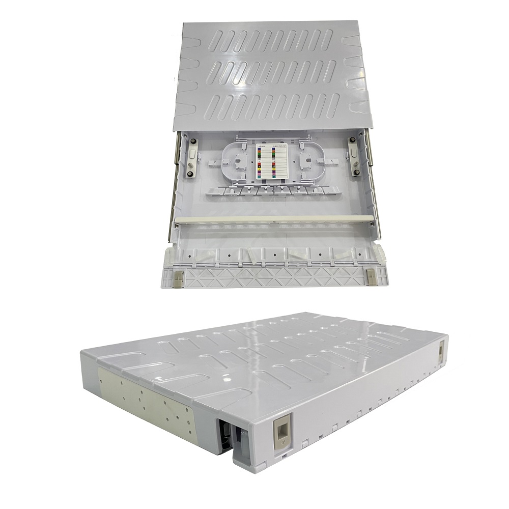 36 core 19 inch 1U Rack mount Drawer type Plastic Fiber Optic Patch Panel with plastic splice tray patch panel