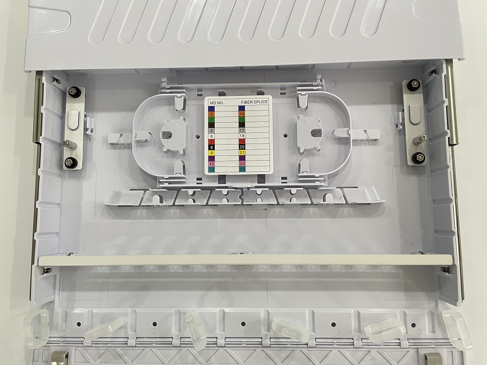 36 core 19 inch 1U Rack mount Drawer type Plastic Fiber Optic Patch Panel with plastic splice tray patch panel
