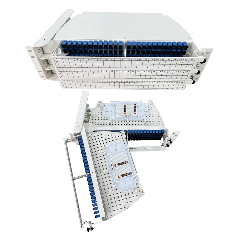 3U 19 inch IP20 Rack Mount Sliding Drawer Type 144 core fiber optic patch panel with Splice Tray