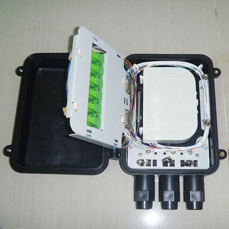 12 24 Fibers IP65 Horizontal Optical Fiber Splice Closure with PLC Splitter