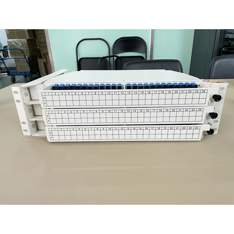 3U 19 inch IP20 Rack Mount Sliding Drawer Type 144 core fiber optic patch panel with Splice Tray