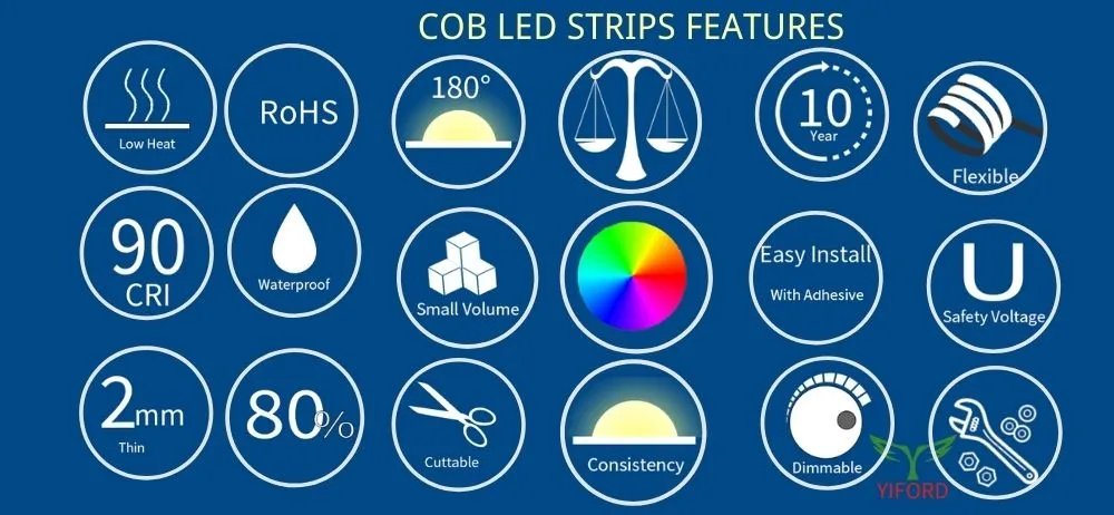 cob led strips features