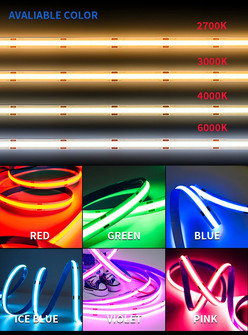 cob led strip lights variety color