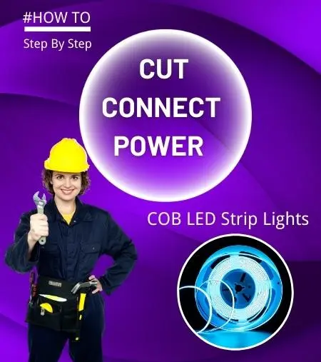 how to cut connect power cob led strip lights