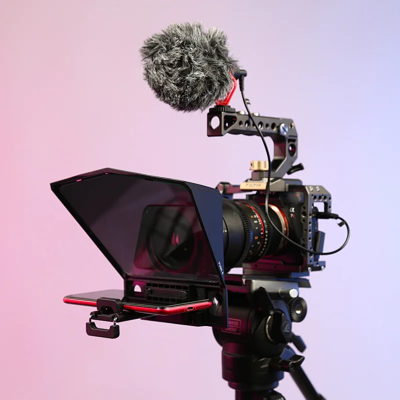 Desview Portable T2 Smartphone/Tablet/DSLR Camera Teleprompter prompter with Remote Controller/ Adapter Rings