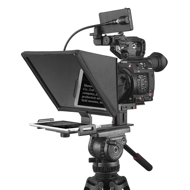 Desview T12 portable and foldable teleprompter for iPad Tablet Smartphone DSLR Cameras with Remote Control