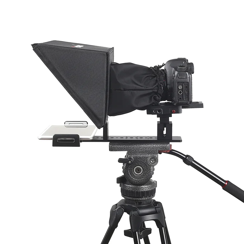 Desview T12 portable and foldable teleprompter for iPad Tablet Smartphone DSLR Cameras with Remote Control