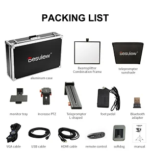 Desview T15 teleprompter set with 15'' reversing monitor for broadcast recording