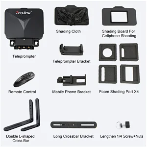 Desview T3S Universal Teleprompter for smartphone tablet up to 11.9 inch with wireless remote controller and exclusive APP
