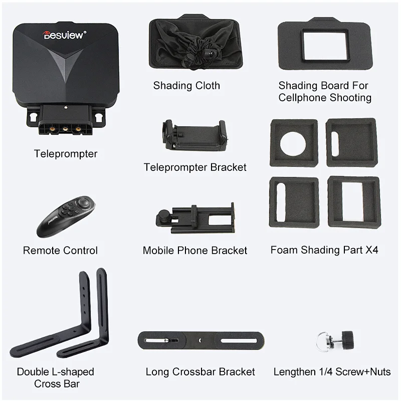 Desview T3S Universal Teleprompter for smartphone tablet up to 11.9 inch with wireless remote controller and exclusive APP
