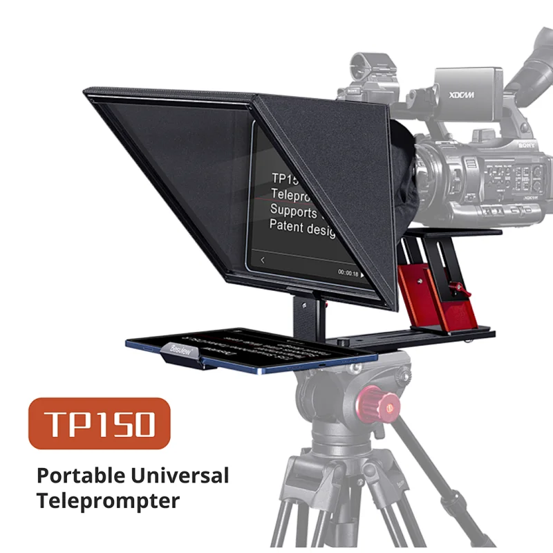 Desview large tablet teleprompter TP150 HD reflection DSLR recording with portable case remote controller and exclusive APP