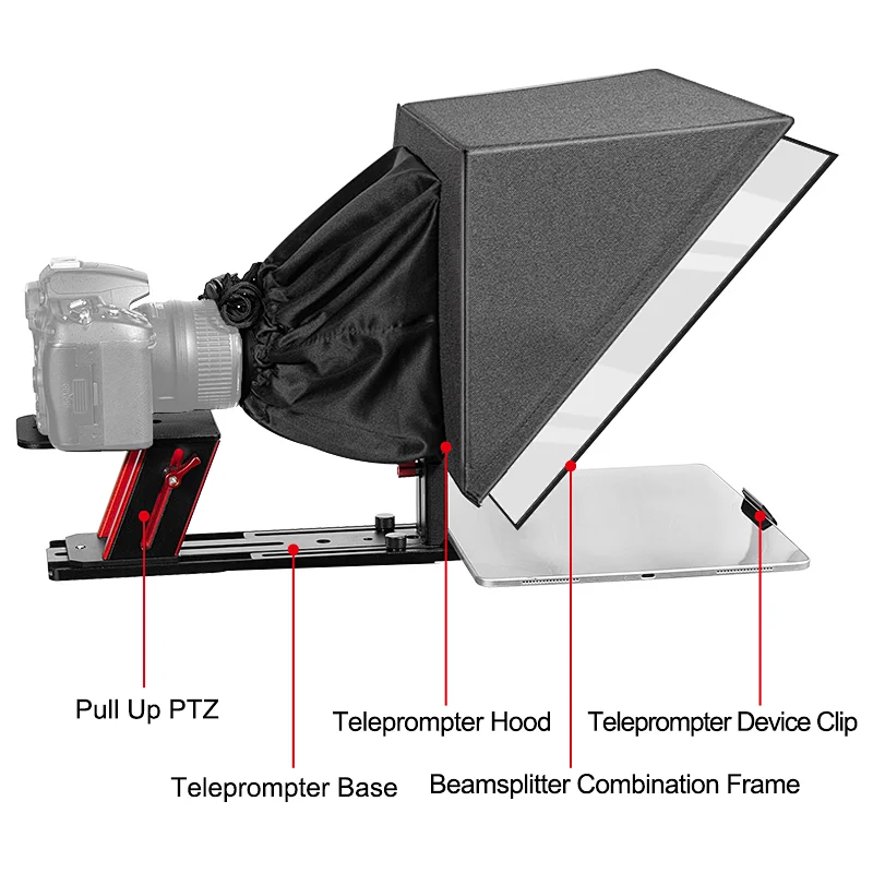 Desview large tablet teleprompter TP150 HD reflection DSLR recording with portable case remote controller and exclusive APP