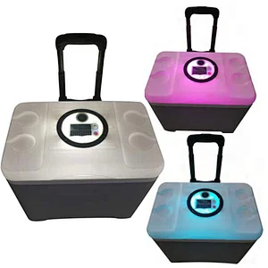 Ztarx Waterproof Solar/USB Charging Hard Cooler with Bluetooth Speaker&Power Bank& Multifunctional LED Light