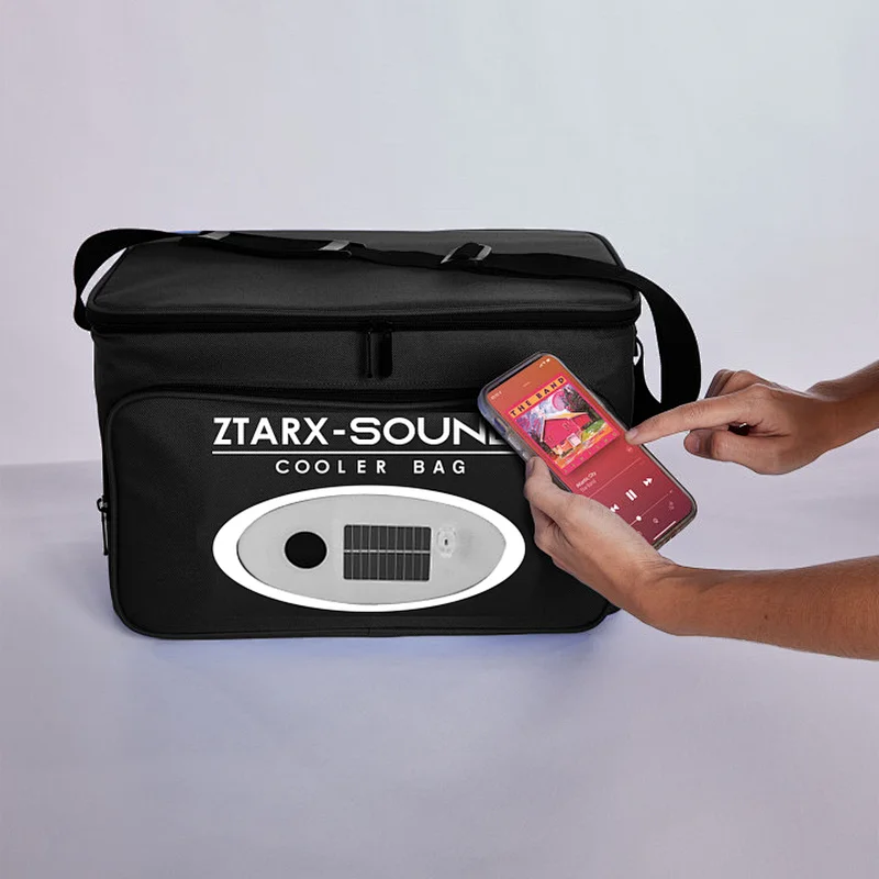 Ztarx Hot Selling Waterproof Solar&USB Charging Multifunctional Cooler Bag  with Bluetooth Speaker& LED Lights& Power Bank