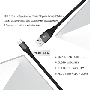Super fast charger usd data cable with cloth weaving 1.5 merter