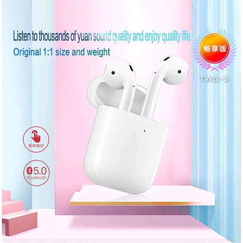 Wireless TWS bluetooth earphone 1:1size and weight