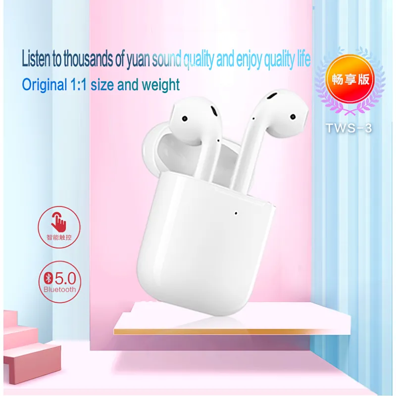 Wireless TWS bluetooth earphone 1:1size and weight