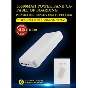 High capacity 30000mAh power bank three charging input long lasting