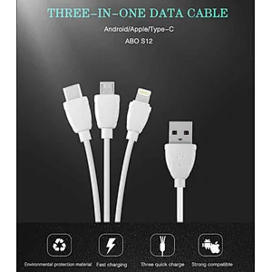 Three in one USB data cable for android apple and type c PVC matetial