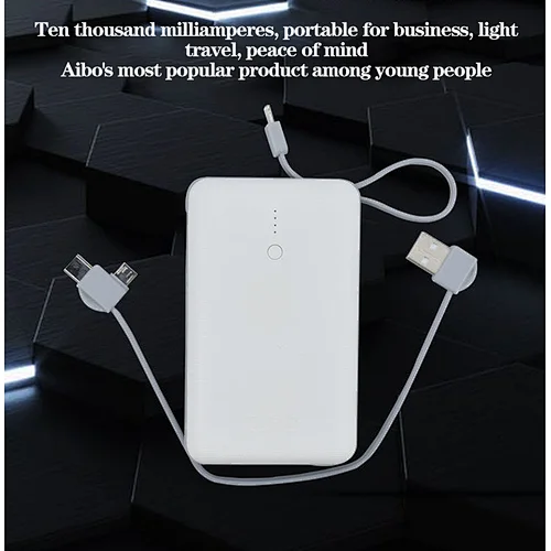 Hot-sale 10000 mAh power with three type data charge cable