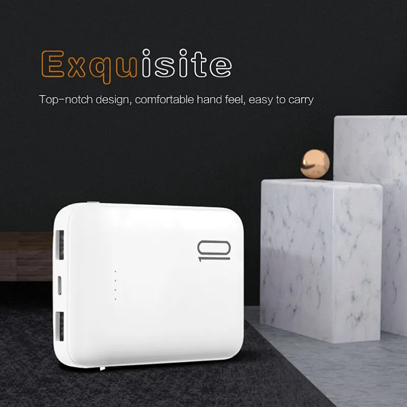 10000mAh Comfortable hand feel design power bank easy to carry