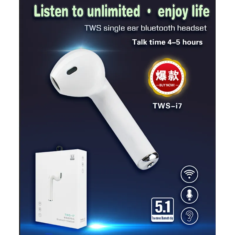 TWS Single ear bluetooth wireless headset battery life 4-6hours