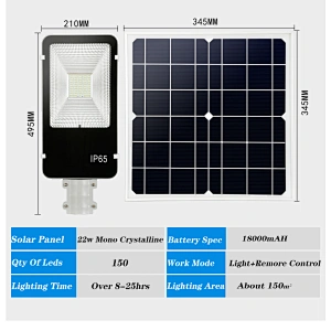 Sunbonar  180W   mono solar panel good Brightneess remote control street solar light waterproof ip65