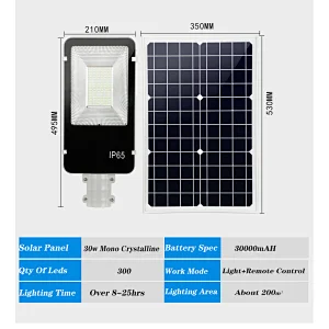 Sunbonar  180W   mono solar panel good Brightneess remote control street solar light waterproof ip65