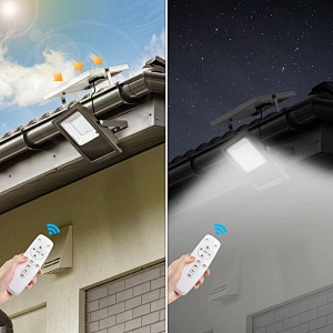 Solar Flood Lights FLAG LIGHTS LED Dusk to Dawn Solar Lights Outdoor Smart Remote Control Solar Powered Flood Light Solar Security Light for Yard Shed Pool Sign Barn Roof Garage