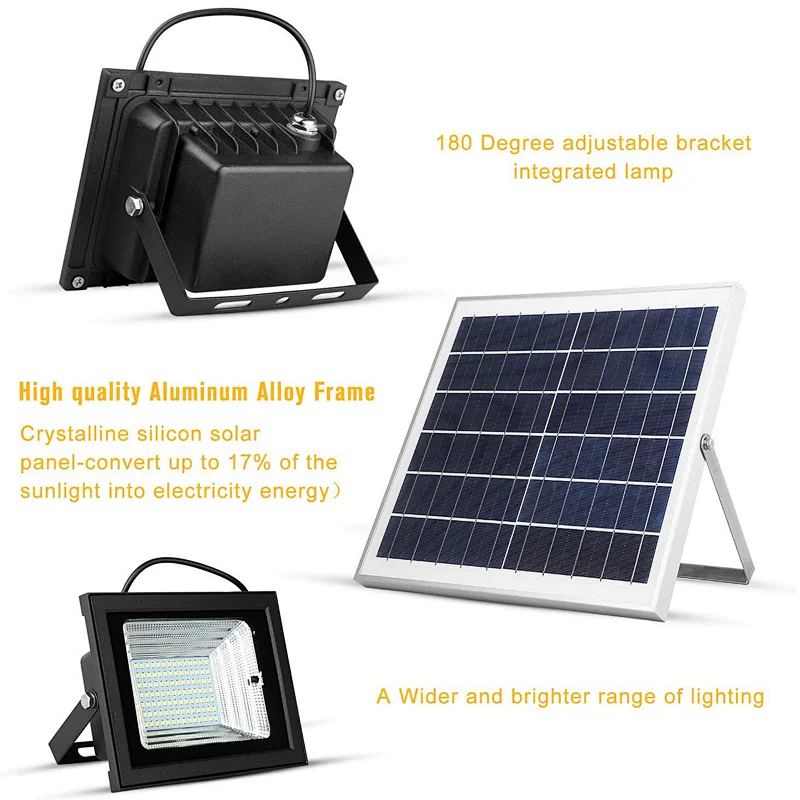 SunBonar Solar Flood Light with Remote Control Solar Lights Outdoor Time Setting Brightness Setting 2 lamp with one panel