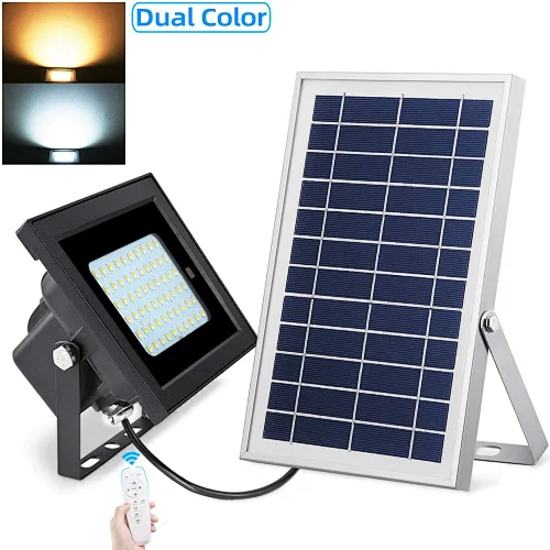 Solar Flood Lights Outdoor SunBonar Waterproof IP67 60LED Dusk to Dawn Solar Lights Outdoor Smart Remote Control Solar Powered Flood Light Solar Security Light for Yard Shed Pool Sign Barn Roof Garage