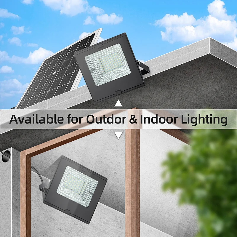 Solar Flood Lights Outdoor Indoor Dusk to Dawn with Smart Remote Control 22W Solar Panel Dual Head 70LED IP65 Waterproof Solar Shed Light for Garden Garage Path Pool Patio Sign Barn Driveway Backyard