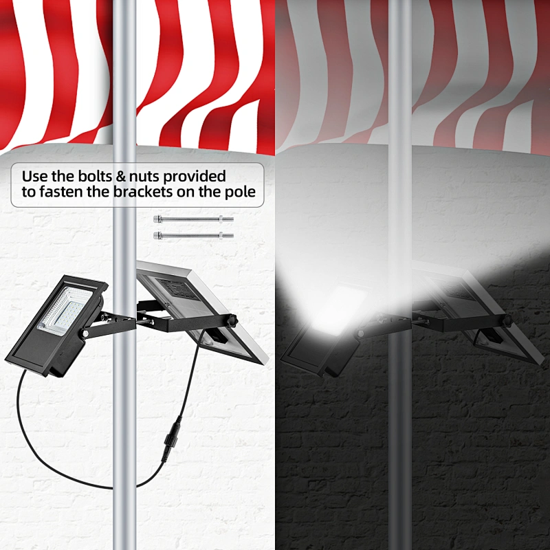 Solar Flood Lights FLAG LIGHTS LED Dusk to Dawn Solar Lights Outdoor Smart Remote Control Solar Powered Flood Light Solar Security Light for Yard Shed Pool Sign Barn Roof Garage