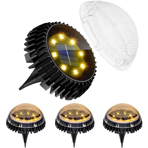 SunBonar Solar Ground Lights,8 LED IP67 Waterproof Solar Garden Lights Outdoor Solar Disk Lights for Pathway Patio Garden Lawn-Cold White