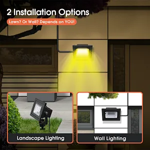 Solar Flood Light Solar Spotlights Outdoor 7 Singe Colors & Color Changing RGB with Remote Control 60LED IP67 Waterproof Solar Powered Landscape Spot Lights for Garden, Lawn, Patio, Tree, Yard