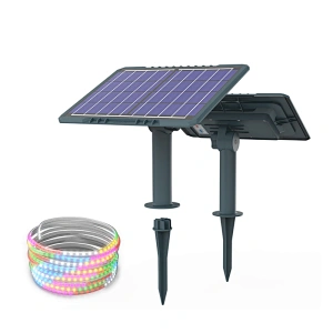 Sunbonar Solar LED Strip Lamp IP65 Waterproof Flexible Neon Lamp, Used for Outdoor Stairs Balcony Fence Courtyard Decoration (Warm Light and MIX light)