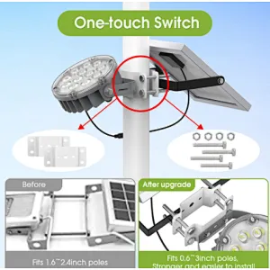 Solar Flag Pole Light Outdoor Dusk to Dawn Waterproof Batteries Replaceable Fits 0.6”-3” Flagpole Solar Powered Led Light White 6000K