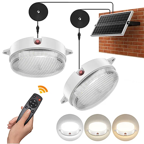 Sunbonar Solar Shed Lights Indoor Outdoor 3200K/4000K/6000K Daytime Available Solar Ceiling Light with Remote & Memory for outdoor and indoor lighting