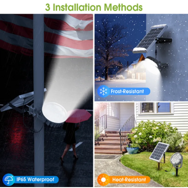 Solar Flag Pole Light Outdoor Dusk to Dawn Waterproof Batteries Replaceable Fits 0.6”-3” Flagpole Solar Powered Led Light White 6000K