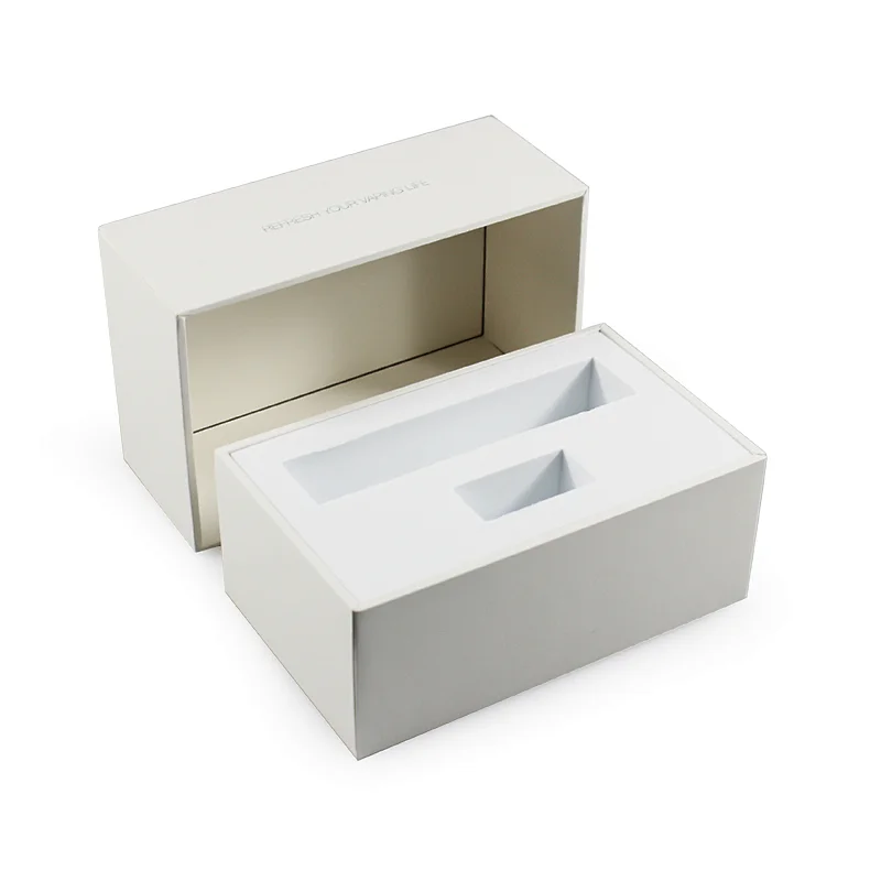 luxury lid and base paper package box for phone products white EVA foam insert