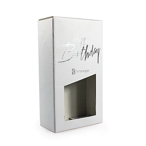 corrugated paper package box for liquid bottle wine package with window and silver foil